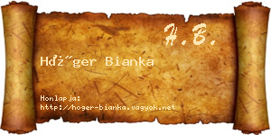 Höger Bianka névjegykártya